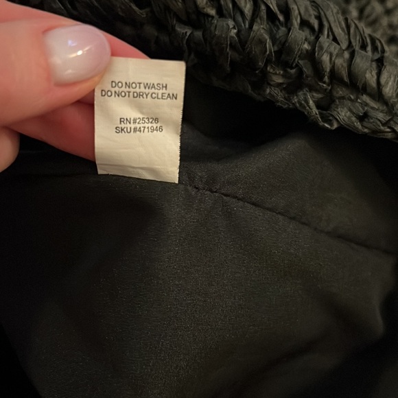 Oversized slouchy navy blue and khaki striped bag - Picture 13 of 14